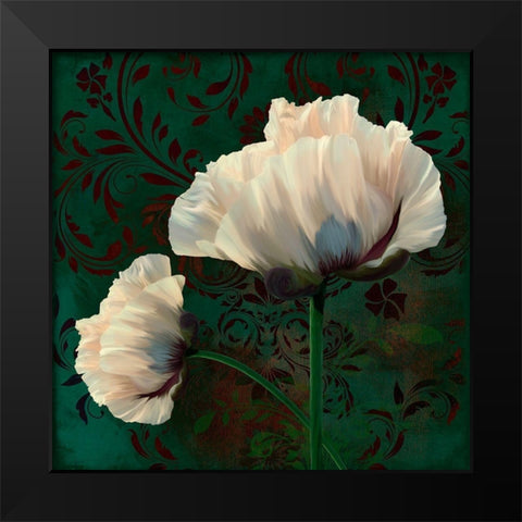 Poppies In Verdigris And Rust Black Modern Wood Framed Art Print by Lavoie, Tina