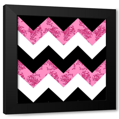 Pink Melange Damask Black Modern Wood Framed Art Print with Double Matting by Lavoie, Tina