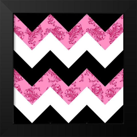 Pink Melange Damask Black Modern Wood Framed Art Print by Lavoie, Tina