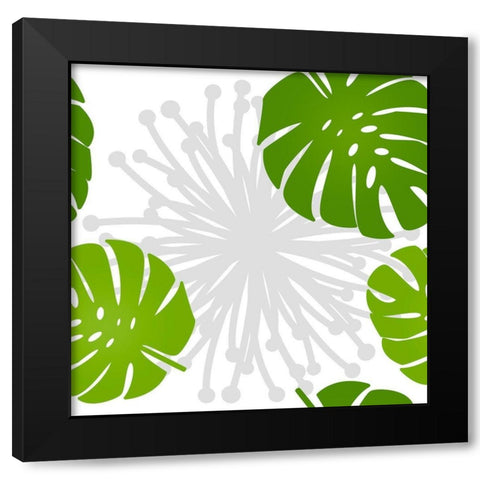 Rain Forest Pattern III Leaves Black Modern Wood Framed Art Print by Lavoie, Tina