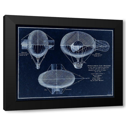 French Airship Balloon 1784 Black Modern Wood Framed Art Print with Double Matting by Lavoie, Tina