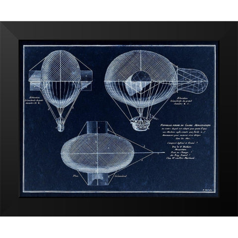 French Airship Balloon 1784 Black Modern Wood Framed Art Print by Lavoie, Tina