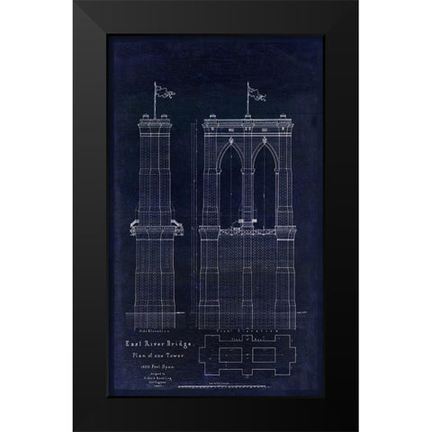 Brooklyn Bridge 1867 Black Modern Wood Framed Art Print by Lavoie, Tina