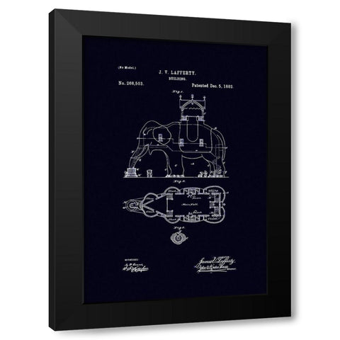 Elephant Building 1882 Black Modern Wood Framed Art Print with Double Matting by Lavoie, Tina