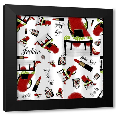 Evening Out Pattern Black Modern Wood Framed Art Print by Lavoie, Tina