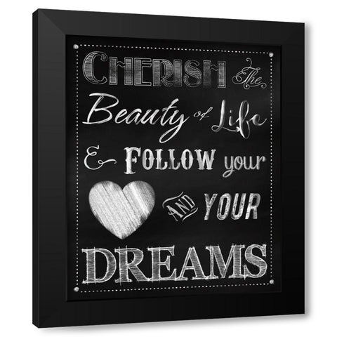 Chalkboard Cherish The Beauty Black Modern Wood Framed Art Print with Double Matting by Lavoie, Tina