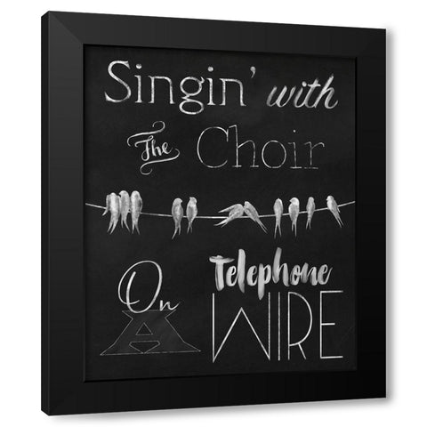 Singing Birdies Black Modern Wood Framed Art Print by Lavoie, Tina