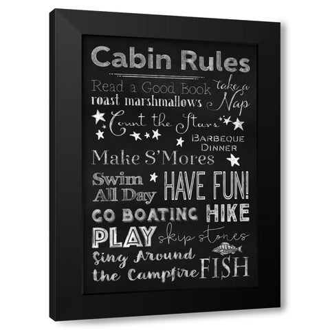 Chalkboard Cabin Rules Black Modern Wood Framed Art Print by Lavoie, Tina