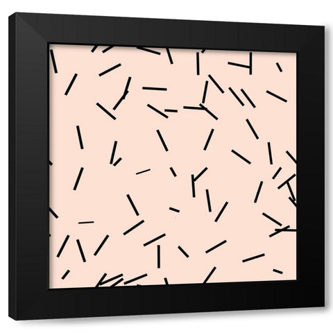 Angel Pink Black Matchstick Confetti Black Modern Wood Framed Art Print with Double Matting by Lavoie, Tina
