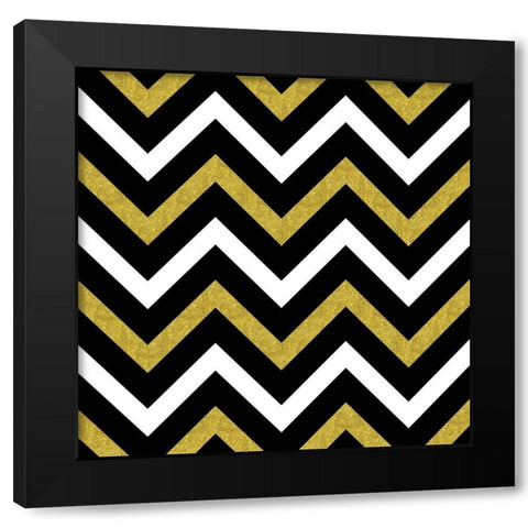 Bling Chevron Black Modern Wood Framed Art Print by Lavoie, Tina