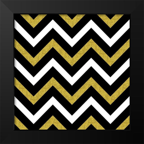 Bling Chevron Black Modern Wood Framed Art Print by Lavoie, Tina