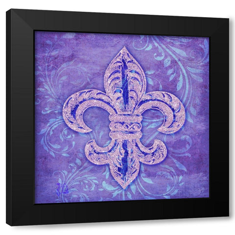 Damask Fleur Black Modern Wood Framed Art Print by Lavoie, Tina