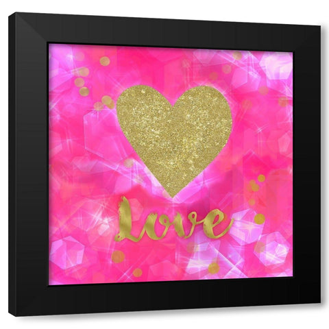 Glitter Love Pink Black Modern Wood Framed Art Print by Lavoie, Tina
