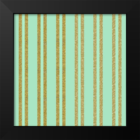 Golden Mint Stripes Black Modern Wood Framed Art Print by Lavoie, Tina