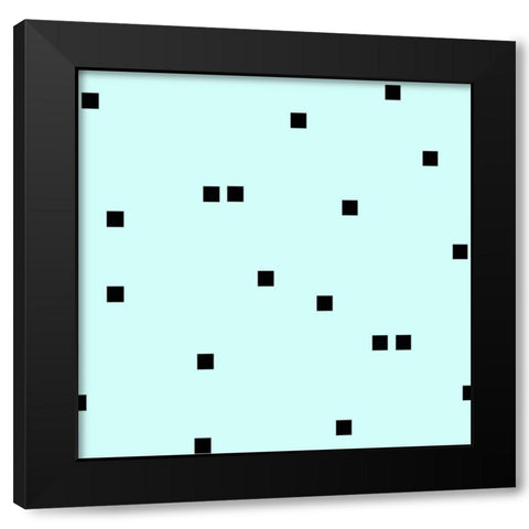Pale Aqua Black Squares Confetti Black Modern Wood Framed Art Print with Double Matting by Lavoie, Tina