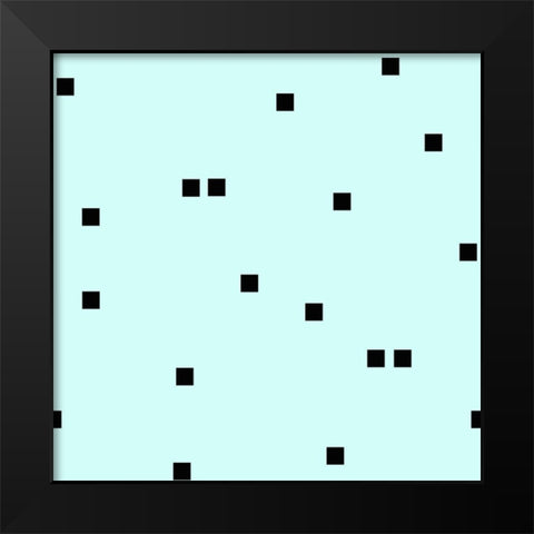 Pale Aqua Black Squares Confetti Black Modern Wood Framed Art Print by Lavoie, Tina