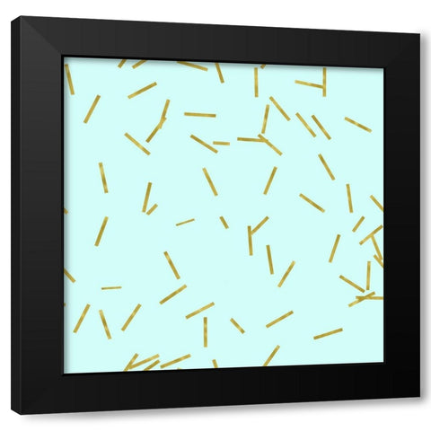 Pale Aqua Golden Matchstick Confetti Black Modern Wood Framed Art Print by Lavoie, Tina