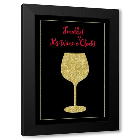 Wine O Clock Black Modern Wood Framed Art Print with Double Matting by Lavoie, Tina