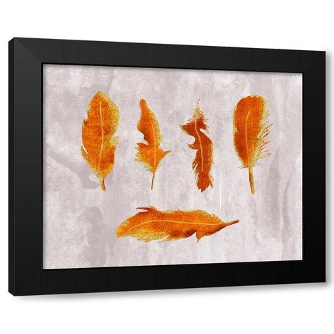 Gold Ombre Feathers III Black Modern Wood Framed Art Print with Double Matting by Lavoie, Tina