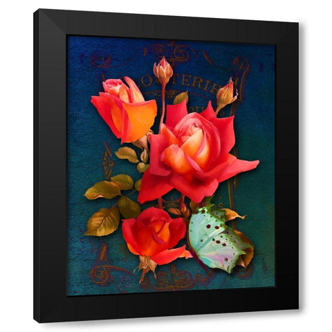 Vintage Roses Black Modern Wood Framed Art Print by Lavoie, Tina