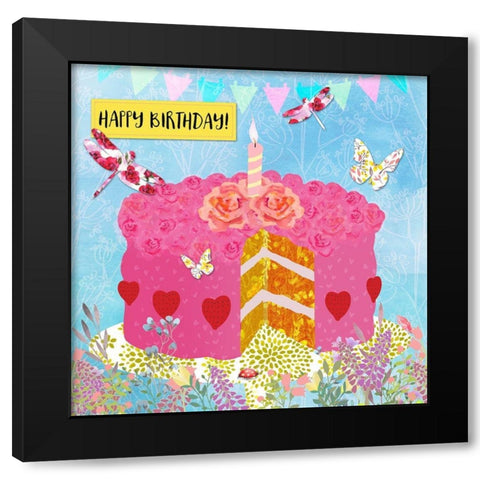 Birthday Garden Party Card Black Modern Wood Framed Art Print with Double Matting by Lavoie, Tina