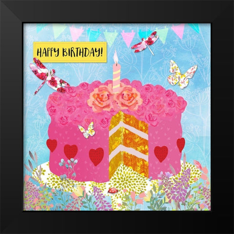 Birthday Garden Party Card Black Modern Wood Framed Art Print by Lavoie, Tina