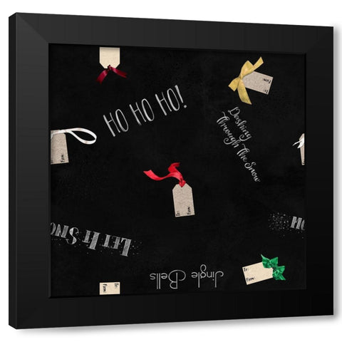 Gift Tag Wrapping Paper Black Modern Wood Framed Art Print by Lavoie, Tina