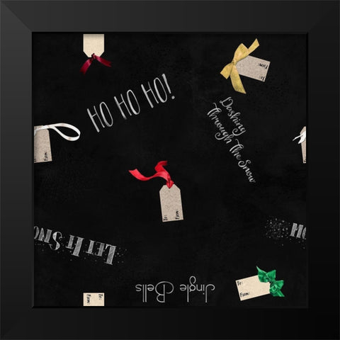 Gift Tag Wrapping Paper Black Modern Wood Framed Art Print by Lavoie, Tina
