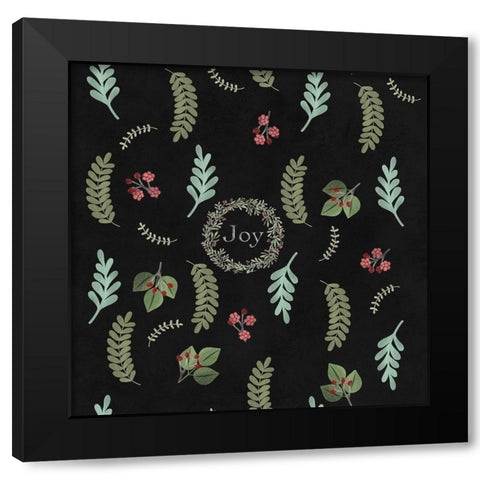 Holiday Botaical Pattern Black Modern Wood Framed Art Print with Double Matting by Lavoie, Tina