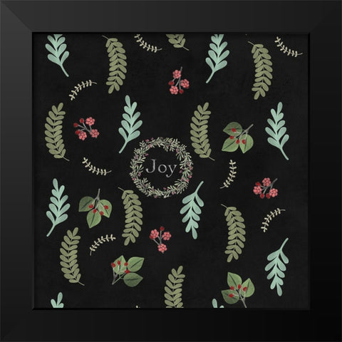 Holiday Botaical Pattern Black Modern Wood Framed Art Print by Lavoie, Tina
