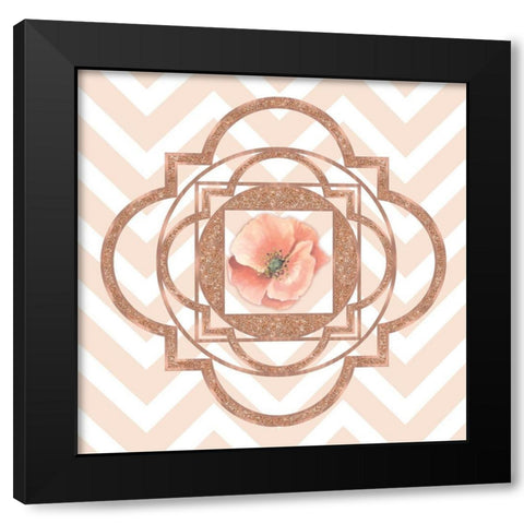 Persian Rose Gold Quatrefoil Black Modern Wood Framed Art Print with Double Matting by Lavoie, Tina