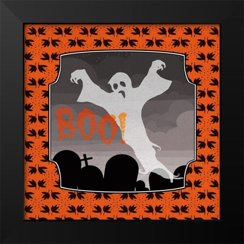 Boo Ghost Black Modern Wood Framed Art Print by Lavoie, Tina