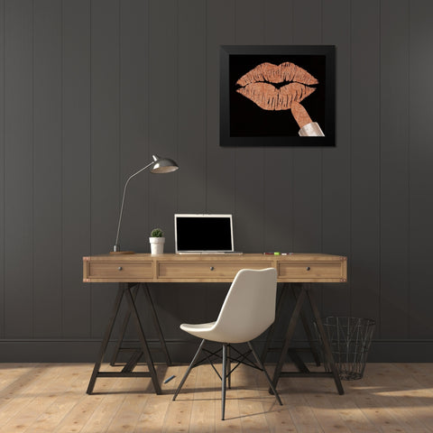 Rosegold Kiss Black Modern Wood Framed Art Print by Lavoie, Tina