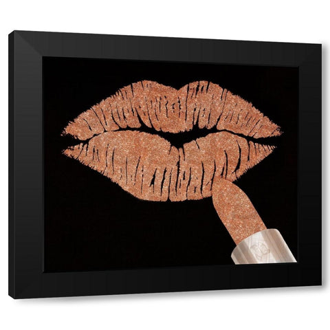Rosegold Kiss Black Modern Wood Framed Art Print with Double Matting by Lavoie, Tina