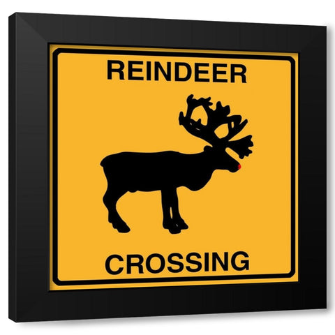 Reindeer Crossing Black Modern Wood Framed Art Print by Lavoie, Tina