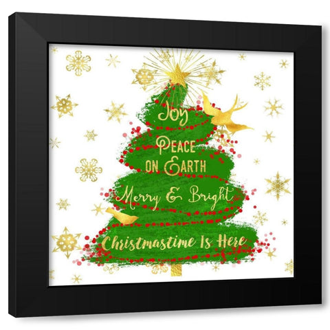 Joy Christmas Tree Black Modern Wood Framed Art Print by Lavoie, Tina