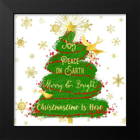 Joy Christmas Tree Black Modern Wood Framed Art Print by Lavoie, Tina