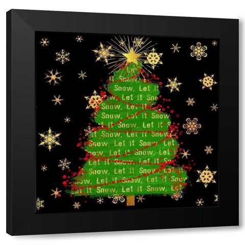 Let It Snow Christmas Tree Black Black Modern Wood Framed Art Print with Double Matting by Lavoie, Tina