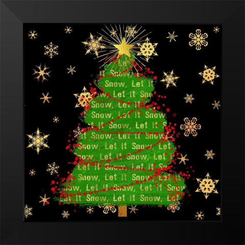 Let It Snow Christmas Tree Black Black Modern Wood Framed Art Print by Lavoie, Tina