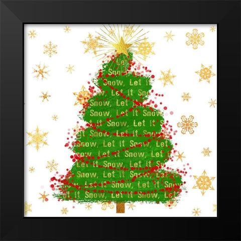 Let It Snow Christmas Tree Black Modern Wood Framed Art Print by Lavoie, Tina