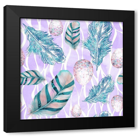 Feather And Egg Pattern II Black Modern Wood Framed Art Print by Lavoie, Tina