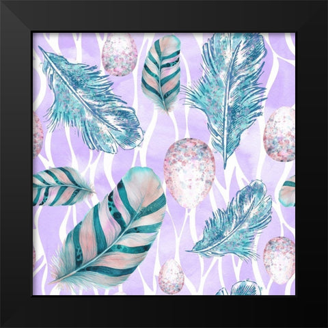 Feather And Egg Pattern II Black Modern Wood Framed Art Print by Lavoie, Tina