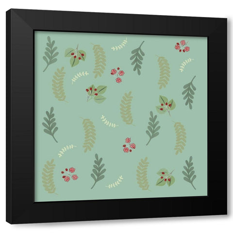 Springn Summer Botanical Leaves Black Modern Wood Framed Art Print by Lavoie, Tina