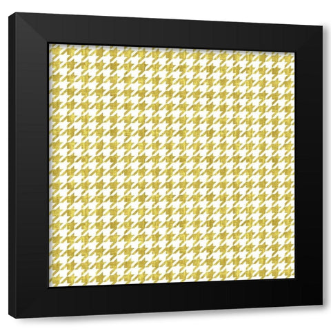 Gold Houndstooth On White Black Modern Wood Framed Art Print with Double Matting by Lavoie, Tina