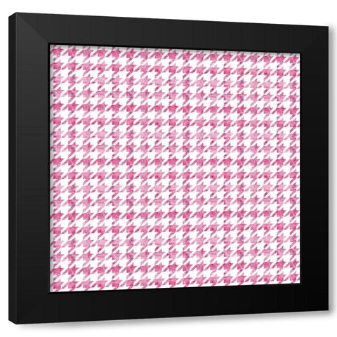 Pink Watercolor Houndstooth Black Modern Wood Framed Art Print with Double Matting by Lavoie, Tina