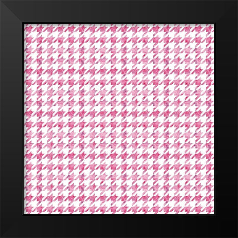 Pink Watercolor Houndstooth Black Modern Wood Framed Art Print by Lavoie, Tina