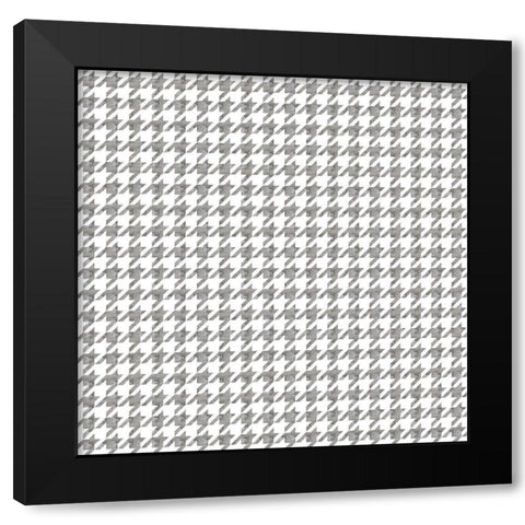 Silver Houndstooth On White Black Modern Wood Framed Art Print with Double Matting by Lavoie, Tina