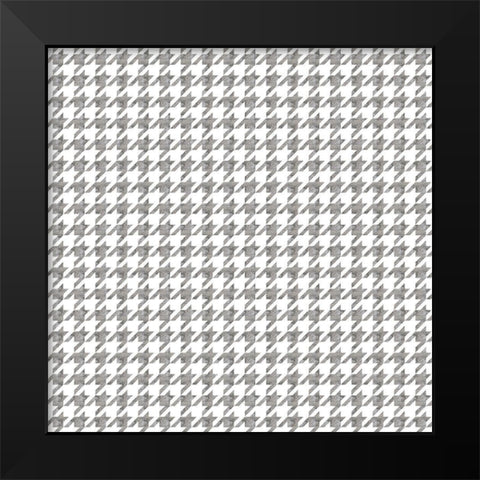 Silver Houndstooth On White Black Modern Wood Framed Art Print by Lavoie, Tina