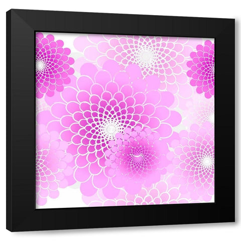 Spiral Flowers Pattern Pink Black Modern Wood Framed Art Print by Lavoie, Tina