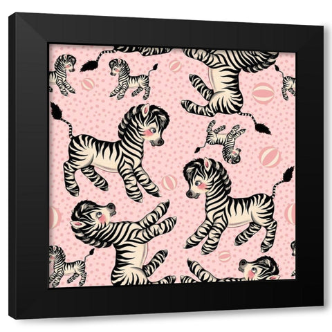 Cute Zebra Pattern Black Modern Wood Framed Art Print with Double Matting by Lavoie, Tina